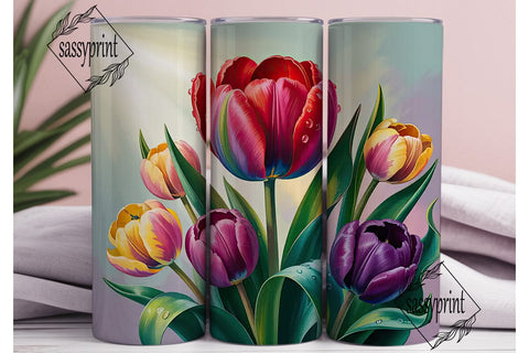 Vibrant Tulip Garden 20oz Tumbler Wrap Sublimation sassyprint 