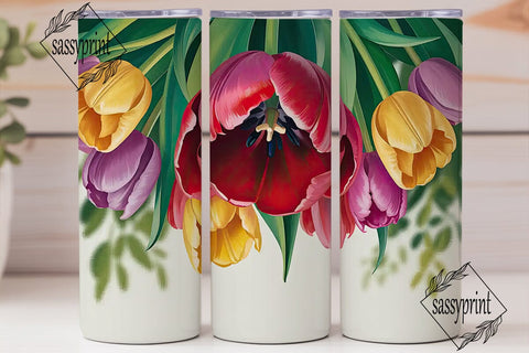 Vibrant Tulip Garden 20oz Tumbler Wrap Sublimation sassyprint 
