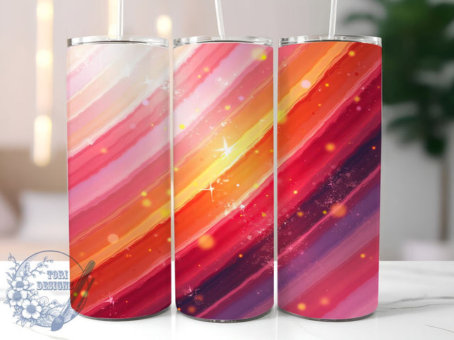 Vibrant Tumbler, Milky Way Design, Sublimation Wrap, 20oz Tumbler, Orange and Pink, Galaxy Print, Colorful Tumbler Sublimation ToriDesigns 