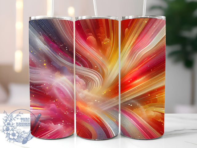 Vibrant Tumbler, Milky Way Design, Sublimation Wrap, 20oz Tumbler, Orange and Pink, Galaxy Print, Colorful Tumbler Sublimation ToriDesigns 