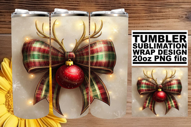 Vibrant tumbler wrap, designed for stunning prints! , Christmas Bow Sublimation afrosvg 