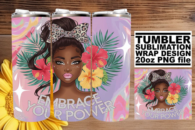 Vibrant tumbler wrap, great for all your design projects! , Afro Woman Sublimation afrosvg 