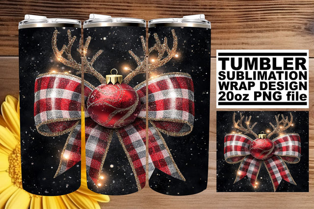Vibrant tumbler wrap, great for all your design projects! , Christmas Bow Sublimation afrosvg 