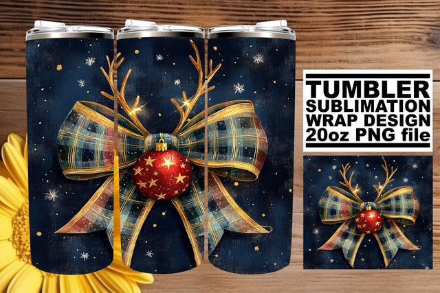Vibrant tumbler wrap, great for all your design projects! , Christmas Bow Sublimation afrosvg 
