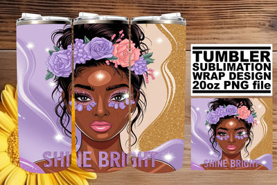 Vibrant tumbler wrap, perfect for custom drinkware! , Afro Woman Sublimation afrosvg 