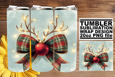 Vibrant tumbler wrap, perfect for enhancing your designs! , Christmas Bow Sublimation afrosvg 