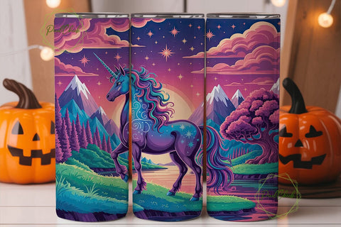Vibrant Unicorn Dreamscape Tumbler Wrap Sublimation PixelChick 