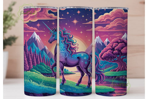 Vibrant Unicorn Dreamscape Tumbler Wrap Sublimation PixelChick 