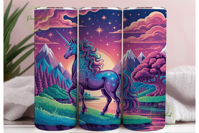 Vibrant Unicorn Dreamscape Tumbler Wrap Sublimation PixelChick 