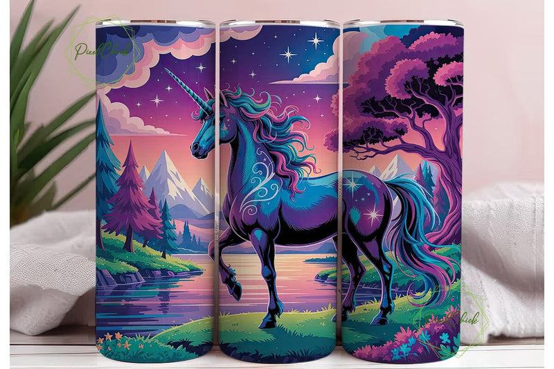 Vibrant Unicorn Dreamscape Tumbler Wrap Sublimation PixelChick 