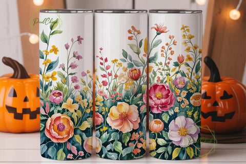 Vibrant Watercolor Floral 20oz Tumbler Sublimation PixelChick 