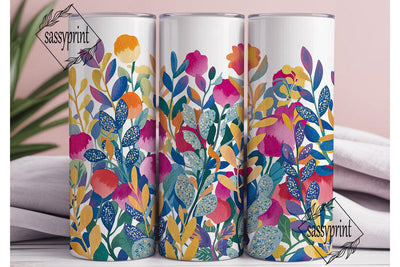 Vibrant Watercolor Floral 20oz Tumbler Sublimation sassyprint 