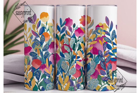 Vibrant Watercolor Floral 20oz Tumbler Sublimation sassyprint 