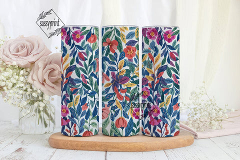 Vibrant Watercolor Floral 20oz Tumbler Sublimation sassyprint 