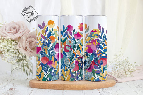 Vibrant Watercolor Floral 20oz Tumbler Sublimation sassyprint 