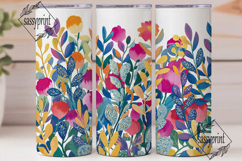 Vibrant Watercolor Floral 20oz Tumbler Sublimation sassyprint 