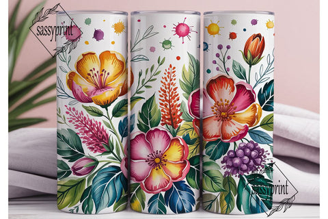 Vibrant Watercolor Floral 20oz Wrap Sublimation sassyprint 