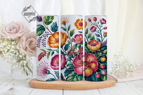 Vibrant Watercolor Floral 20oz Wrap Sublimation sassyprint 