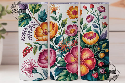 Vibrant Watercolor Floral 20oz Wrap Sublimation sassyprint 