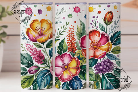 Vibrant Watercolor Floral 20oz Wrap Sublimation sassyprint 