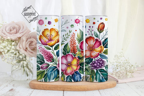 Vibrant Watercolor Floral 20oz Wrap Sublimation sassyprint 