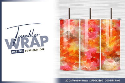 Vibrant watercolor floral pattern tumbler png Sublimation Regulrcrative 