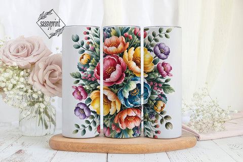 Vibrant Watercolor Floral Tumbler Wrap Sublimation sassyprint 