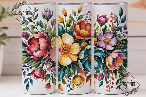 Vibrant Watercolor Floral Tumbler Wrap Sublimation sassyprint 