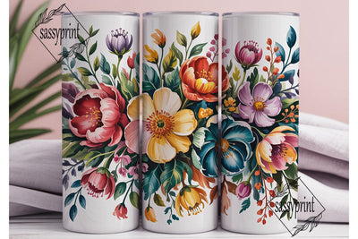Vibrant Watercolor Floral Tumbler Wrap Sublimation sassyprint 