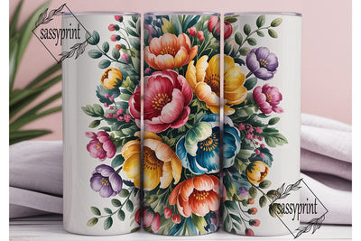 Vibrant Watercolor Floral Tumbler Wrap Sublimation sassyprint 