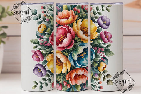 Vibrant Watercolor Floral Tumbler Wrap Sublimation sassyprint 