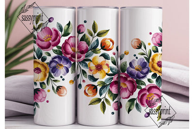 Vibrant Watercolor Flowers 20oz Tumbler Sublimation sassyprint 