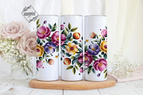 Vibrant Watercolor Flowers 20oz Tumbler Sublimation sassyprint 
