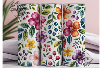Vibrant Watercolor Flowers 20oz Tumbler Sublimation sassyprint 