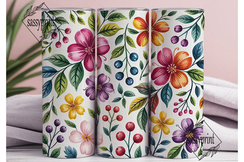 Vibrant Watercolor Flowers 20oz Tumbler Sublimation sassyprint 