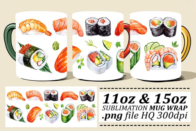 Vibrant Watercolor Food Delights Wrap Sublimation afrosvg 