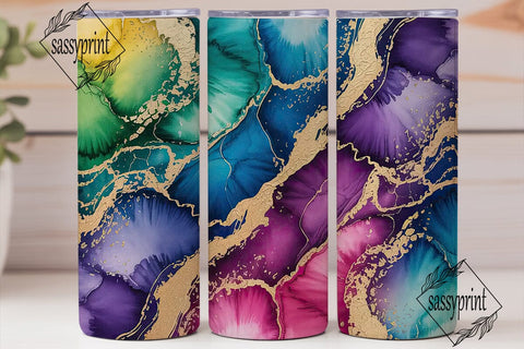 Vibrant Watercolor Gold Abstract Tumbler Sublimation sassyprint 