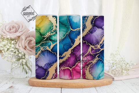 Vibrant Watercolor Gold Abstract Tumbler Sublimation sassyprint 