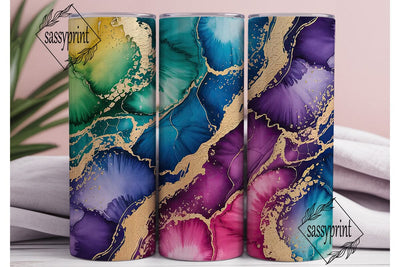 Vibrant Watercolor Gold Abstract Tumbler Sublimation sassyprint 
