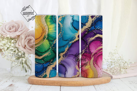Vibrant Watercolor Gold Abstract Tumbler Sublimation sassyprint 