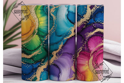 Vibrant Watercolor Gold Abstract Tumbler Sublimation sassyprint 
