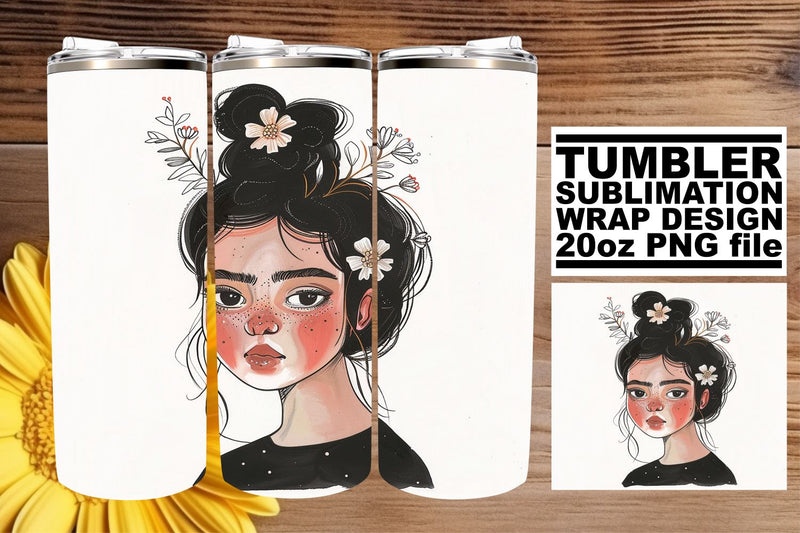 Vibrant Watercolor Lady Tumbler Wrap - Sublimation 20oz Sublimation afrosvg 