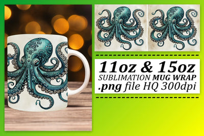 Vibrant Watercolor Sea Creatures Sublimation Pattern, Tranquil Fishy Mug Design Sublimation afrosvg 