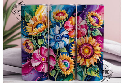 Vibrant Watercolor Sunflowers Tumbler Sublimation sassyprint 