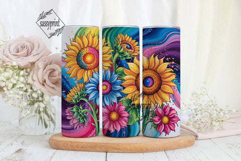 Vibrant Watercolor Sunflowers Tumbler Sublimation sassyprint 