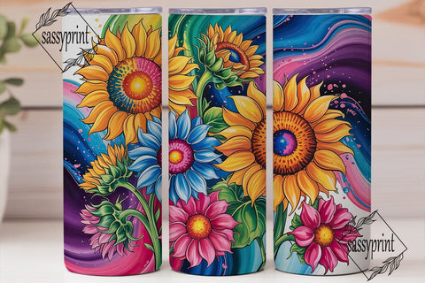 Vibrant Watercolor Sunflowers Tumbler Sublimation sassyprint 