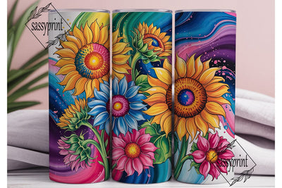 Vibrant Watercolor Sunflowers Tumbler Sublimation sassyprint 