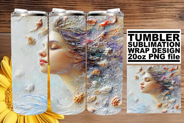 Vibrant Whimsical Sea Siren Tumbler Wrap Sublimation Design Sublimation afrosvg 