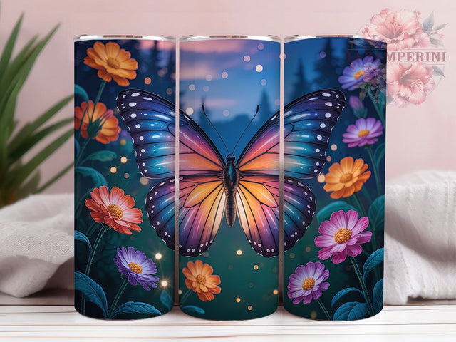 Vibrant Wildflower Butterfly Tumbler, Nature Butterfly Tumbler, Vibrant Floral Wrap, Artistic Butterfly Wrap, Colorful Wildflower Wrap, Sublimation Design, Trendy Gift Idea Sublimation Li Zamperini 