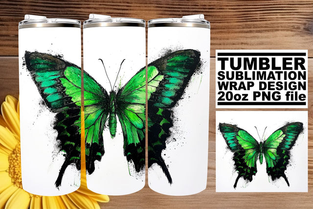 Vibrant Wings 20oz Tumbler Wrap for Spring Sublimation afrosvg 